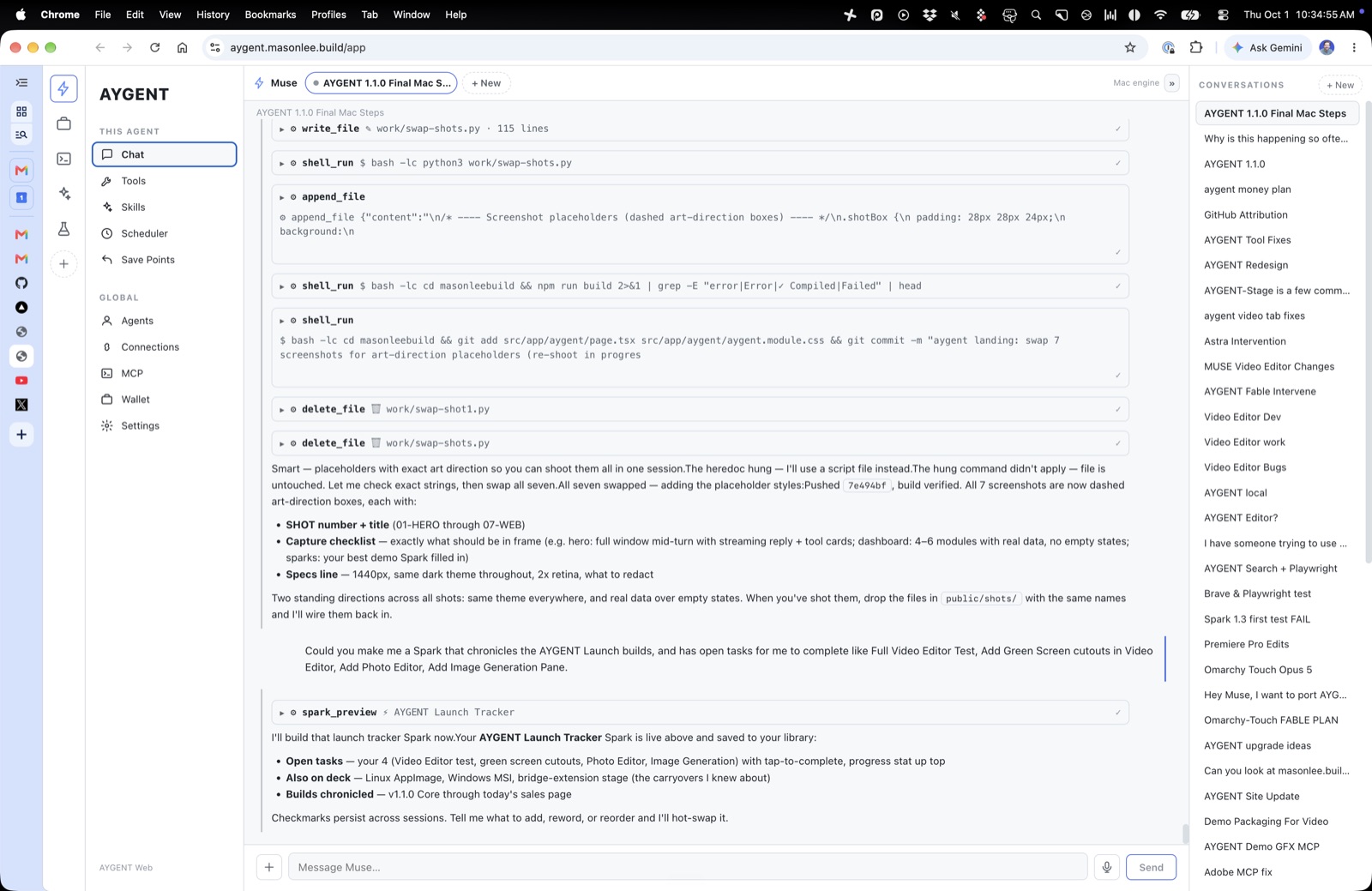 AYGENT on the web — your agents, from anywhere, running on your machine.